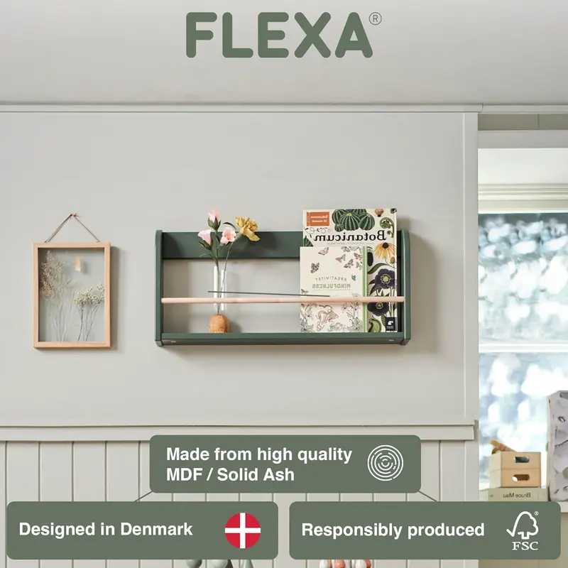 FLEXA DOTS Display Shelf for Kids | Wall-Mounted Children's Bookshelf and Storage | Solid Ash & MDF | Perfect for Displaying Books and Small Objects in Nursery or Playroom | Blushing pink Book Shelf 3