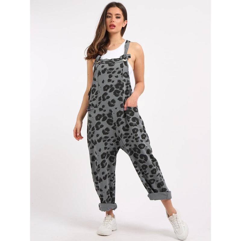 Leopard Print Ladies Cotton Dungaree 8