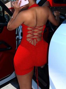 Women's Solid Color Halter Romper, Fashion Casual Sexy Romper for Daily Outdoor Wear, Women Jumpsuits for Summer