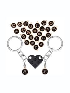 Couples Keychain Set with 26 Letters Charms, 1 Set Matching Couple Heart Keychain for Boyfriend Girlfriend, Trendy All-match & Exquisite Keychain for Gift