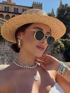 Women's Vintage Round Frame Eyeglasses, Trendy Casual Eyeglasses for Everyday Use, Fashion Accessories for Outdoor Activities