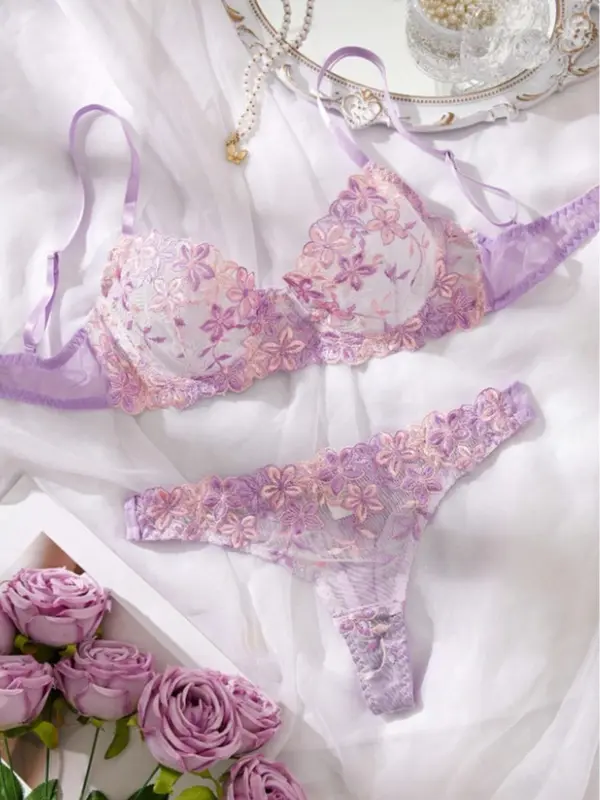 Romantic Pink Underwire Bra & Panty Set – 2-Piece Lingerie for Women 4