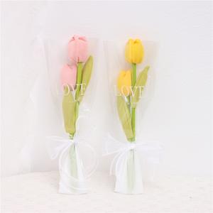 Cute Artificial Tulip Flower Bouquet with Wrap Bag for Family Friend  Gift