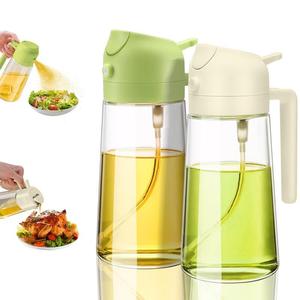 2 in 1 Oil Sprayer, 2 Counts/set Large Capacity Glass Oil Dispenser Bottle with Dual-seal System, Cooking Spray Utensils for Kitchen Barbecue Dining Room