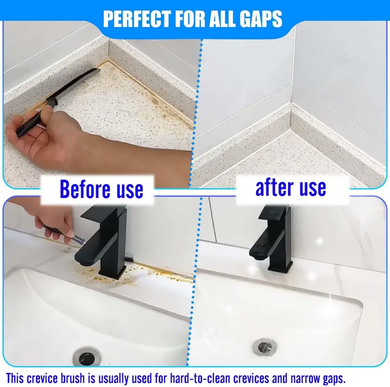3pcs Long Handle Scrubbing Brush for Home Kitchen and Window Groove - Crevice Cleaning Brush 2