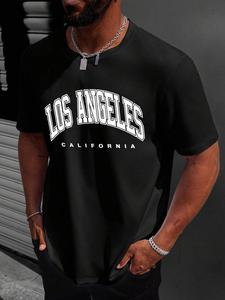 Men's Letter Print Round Neck Tee, Loose Casual Fashion Short Sleeve T-shirt for Summer, Men's Top for Daily Wear