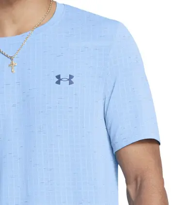 Under Armour Seamless Grid Short Sleeve Mens Training Top - Blue 4