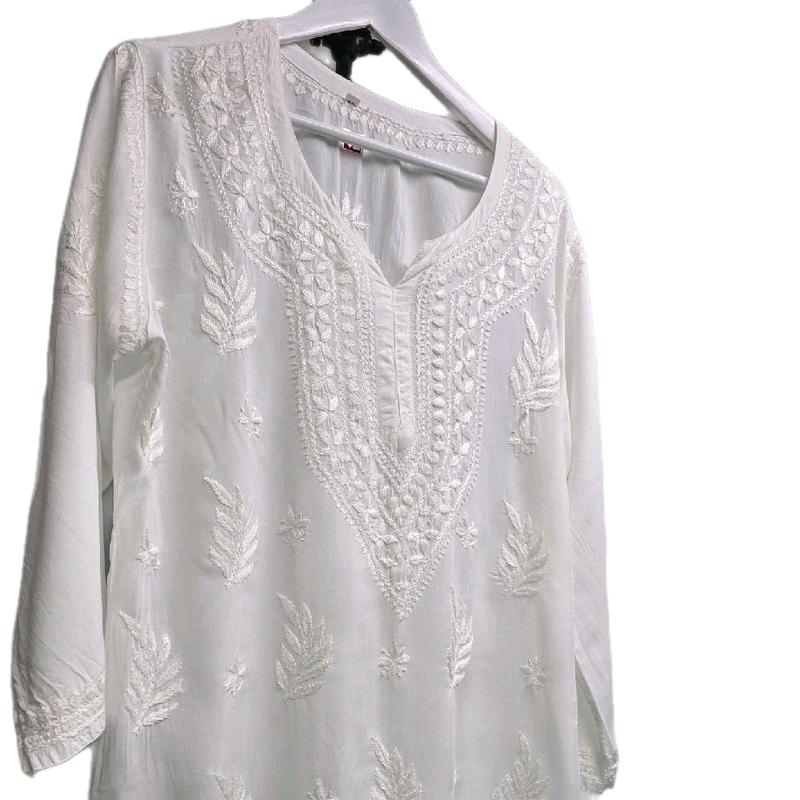 Short length hand embroidered shirts Womenswear Top Fabric Linen Blouse Comfort 4