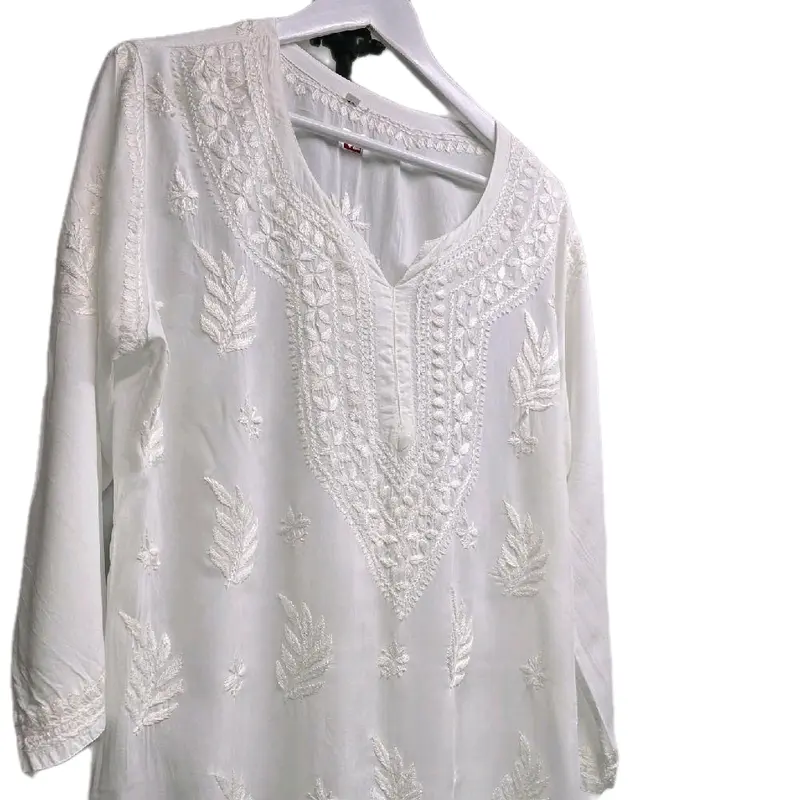 Short length hand embroidered shirts Womenswear Top Fabric Linen Blouse Comfort 4