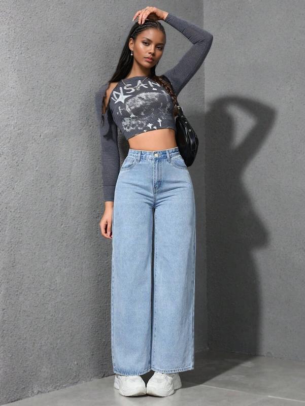 2025 spring new American wide leg jeans women light color washed loose slim mopping denim trousers 5