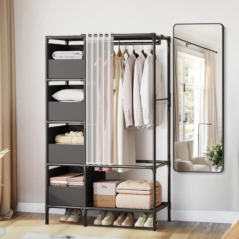 AceHome Portable Metal Closet Bedroom Cabinet 0