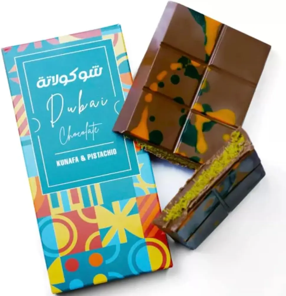 Real Dubai Chocolate, 200g, Pistachio Cream & Kunafa, Made In Dubai, Premium Original UAE Import, Viral Milk Chocolate Bar With Kadayif Kataifi (Pack of 1) Dessert Snack