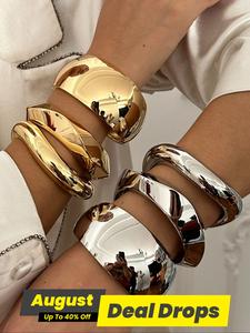 Women's Elegant Irregular Geometric Design Bangle, Elegant Minimalist Bangle, Fashion Jewelry for Party, Daily Clothing Decor, Trendy All-match & Exquisite Stacked Jewelry for Birthday Gift, Chunky Jewelry Accessories