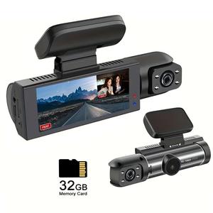 1080P Dual Recording Car Dash Camera with 32GB Card, Automotive Video Recorder with 3.16 Inch IPS Screen, Front & Inside Video Cam with IR Night Vision, Loop Recording, Automotive, Vehicle, Car Stuff