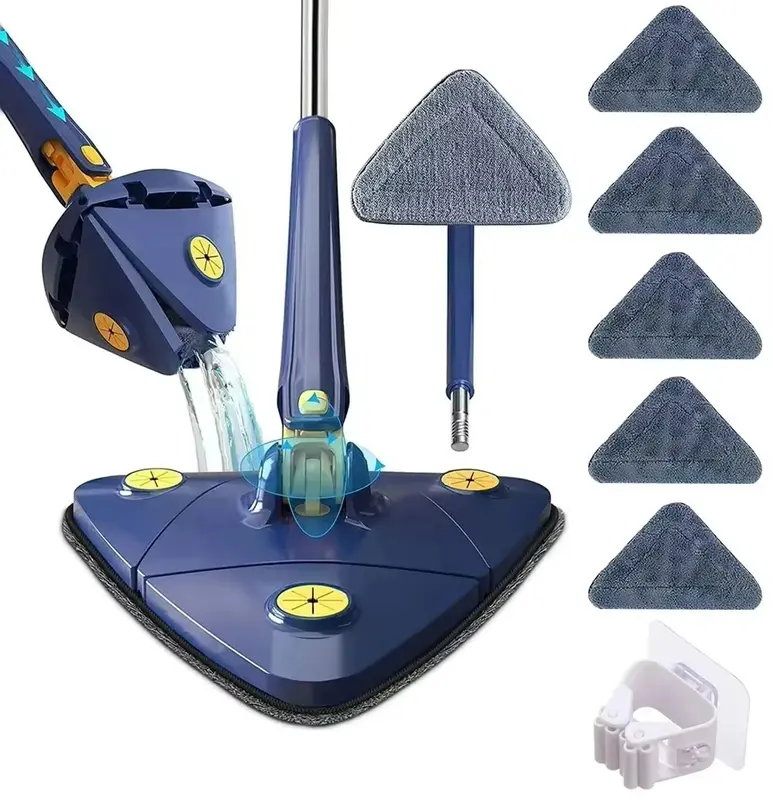 Rotatable Telescopic Triangle Mop 360° Spin Cleaning Mop Squeeze Wet And Dry Use Water Absorption For Home Floor Ceiling Tool Mop-100Cm 0