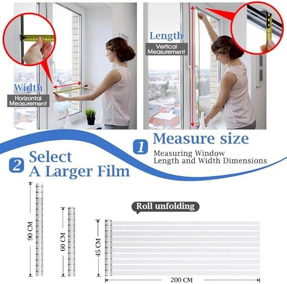 Window Film Privacy for Glass Windows Frosted Static Cling Stripe Patterns Priavcy No Glue Heat Reflective Sticker Home Office (Frosted, 44.5 * 200cm) 1