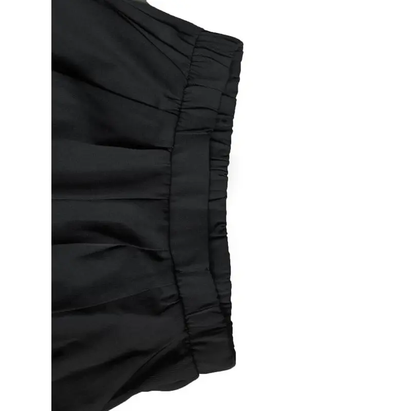 Women's Solid Pocket Elastic Waist Wide Leg Pants, Casual Comfy Trousers for Daily Wear, Trousers for Women, Ladies Bottoms for All Seasons Womenswear Comfort Basic Minimalist Black 6