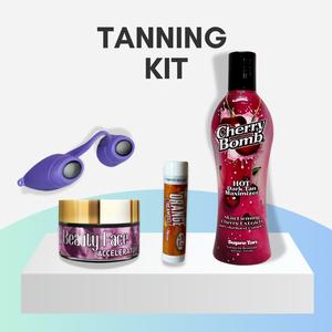 Cherry Bomb Tanning Kit - TINGLE, Goggles, SPF Lip Balm & Face Pot Tanning Kit
