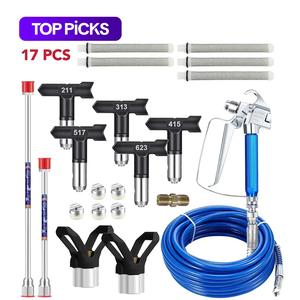 Airless Paint Sprayer Kit, 1 Set Professional Paint Spraying Tool Kit with 32.8Ft High Pressure Hose, 5 Reversible Nozzles, 2 Tip Guard, 2 Spray Head Extensions, Handheld Heavy Duty Power Airbrush Tool #TOP PICKS