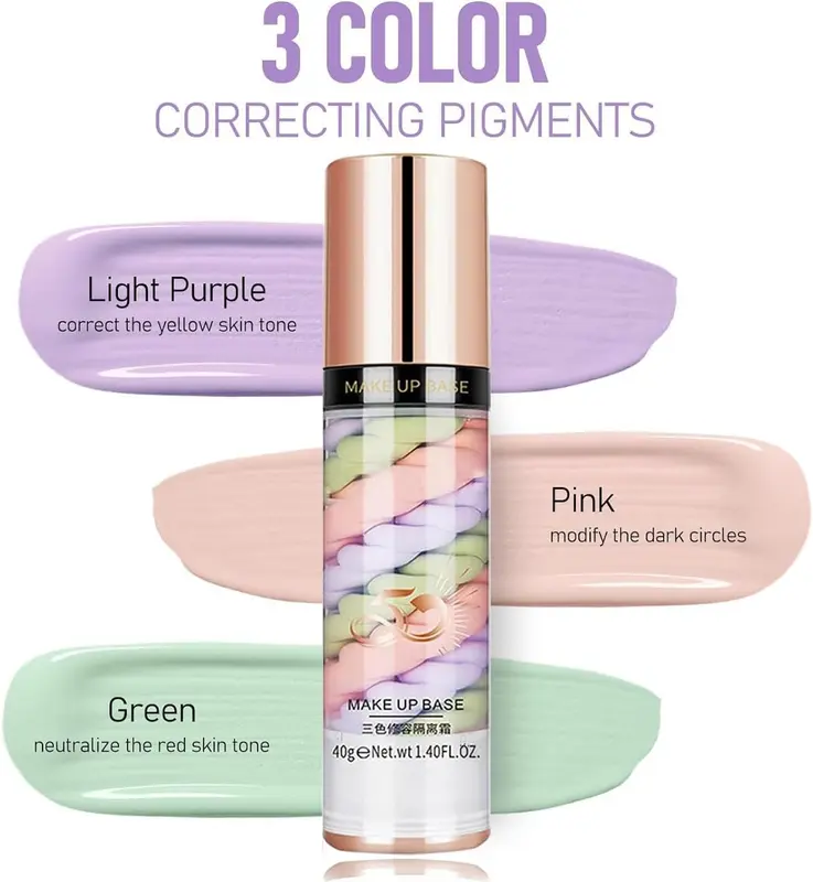 Skynest 2pcs Pore Primer, Color Correcting Facial Serum, Face Makeup Primer Base,Isolation Cream,Invisible Pore,Oil Control, Brightening Moisturizing Essence Concealer Foundation 8