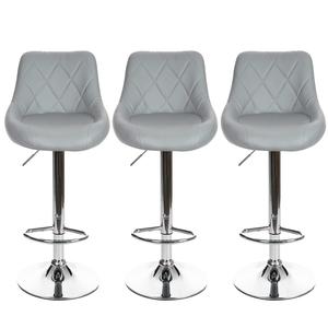 Modern Bar Stools Set of 3, Leatherette, Adjustable Swivel Gas Lift, Breakfast Bar Chairs for Kitchen Island, Counter