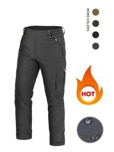 Men's Solid Pocket Zipper Waterproof Thermal Lined Pants, Regular Fit Casual Comfy Button Fly Trousers for Fall & Winter, Men's Bottoms for Daily Wear, Casual Sporty Trousers