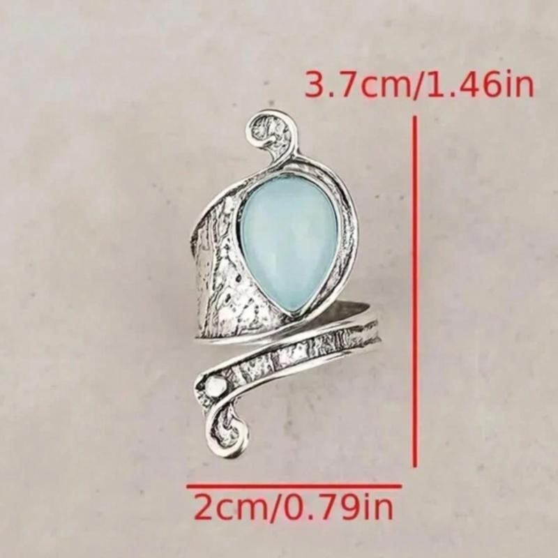 Product Introduction of vintage asymmetrical adjustable stone ring for women 8