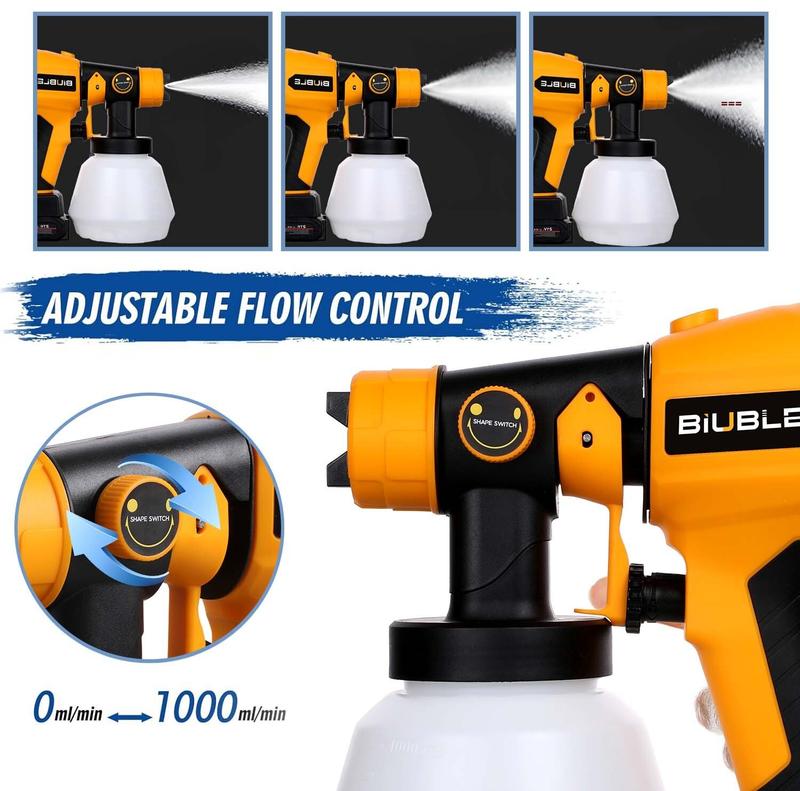 2x Battery 21V Cordless Paint Sprayer Electric Spray Gun Coating Airbrush 1000ML  UK 8