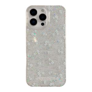 Glitter Flower Pattern Phone Case, Anti-drop Phone Protective Cover, Phone Accessory Compatible with iPhone 12 13 14 15 16 Plus Pro Max, Casing