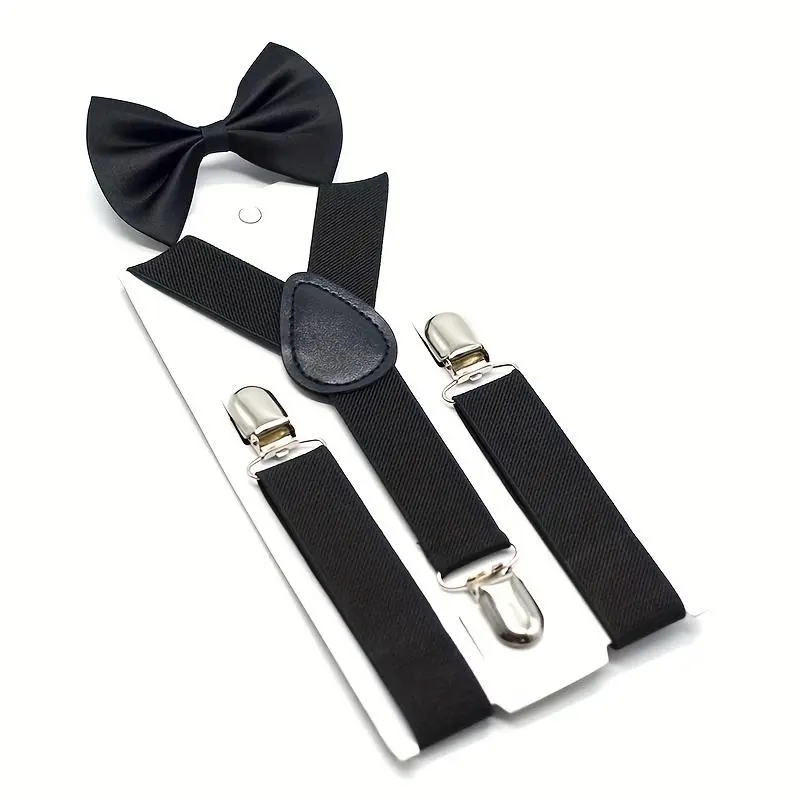 All-gender girls and boys pure color 3-piece Y-shaped halter and bow tie set for children - children's halter + bow tie two-piece set 5