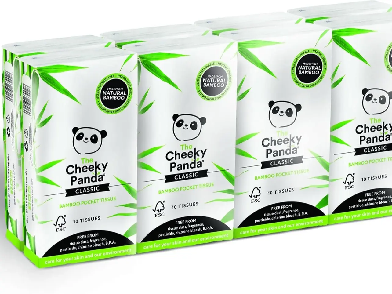Tissues, 8 Pack of 10 Hypoallergenic Tissues, Ultra Soft, 3-Ply, White, Travel