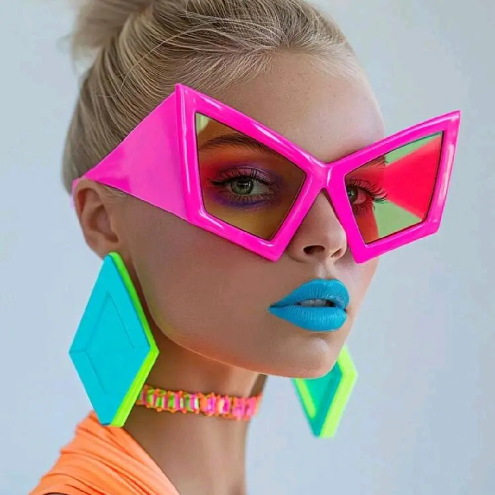 Personalized Oversized Cat Eye Fashion Glasses - Rose Red