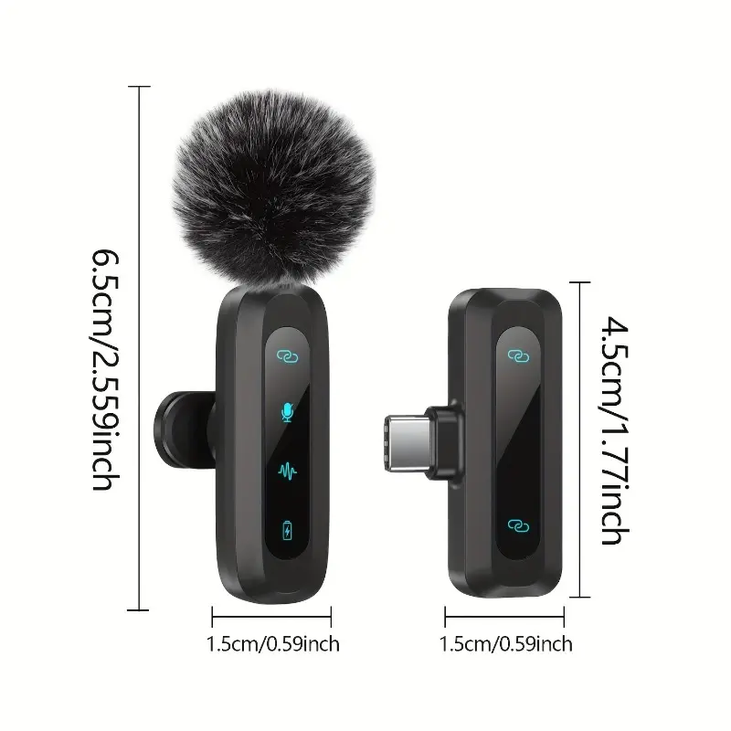 Professional Wireless Lavalier Microphone System with Noise Canceling, USB-C Receiver, and Accessories – Perfect for Vlogging, Interviews, and Conferences, Vlogging Microphone | Wireless Audio System | Quality Noise Reduction, Wireless Microphone 2