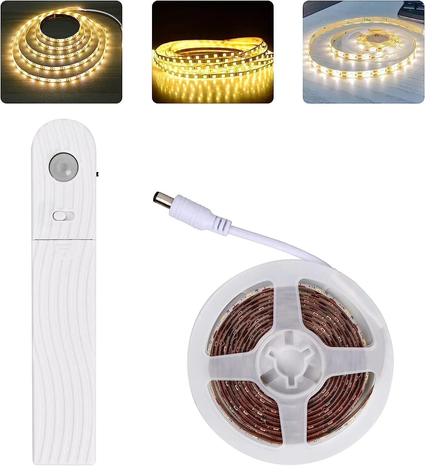 Motion-Sensor LED Strip Light, Under Cabinet Light Strip for Bedroom Kitchen Indoor, Battery Required Basement Trunk Counter Light (Battery Not Included)