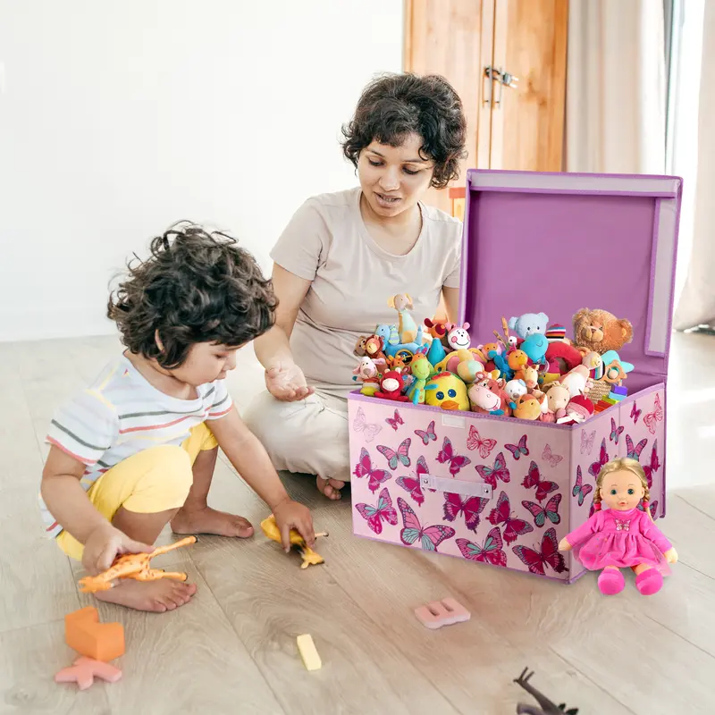 The Magic Toy Shop Kids Room Storage Box with Butterfly Design Large Collapsible Foldable Lightweight Organiser 6