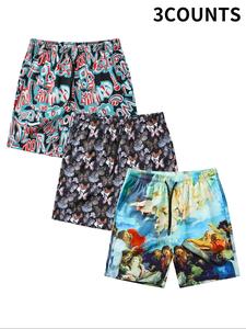 Men's Stylish Printed Drawstring Waist Shorts, Regular Fit Casual Comfortable Breathable Pocket Shorts, Men's All-Match Bottoms for Summer