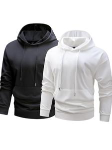 Men's Solid Drawstring Pocket Hoodie, Casual Regular Fit Long Sleeve Hooded Sweatshirt for Spring & Fall, Men's Sportswear for Daily Wear