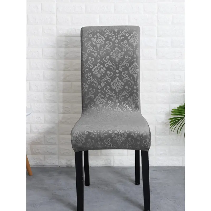 forcheer 1pc Silver Fox Velvet Print Elastic Dining Chair Cover, Washable, Fits Chairs 2