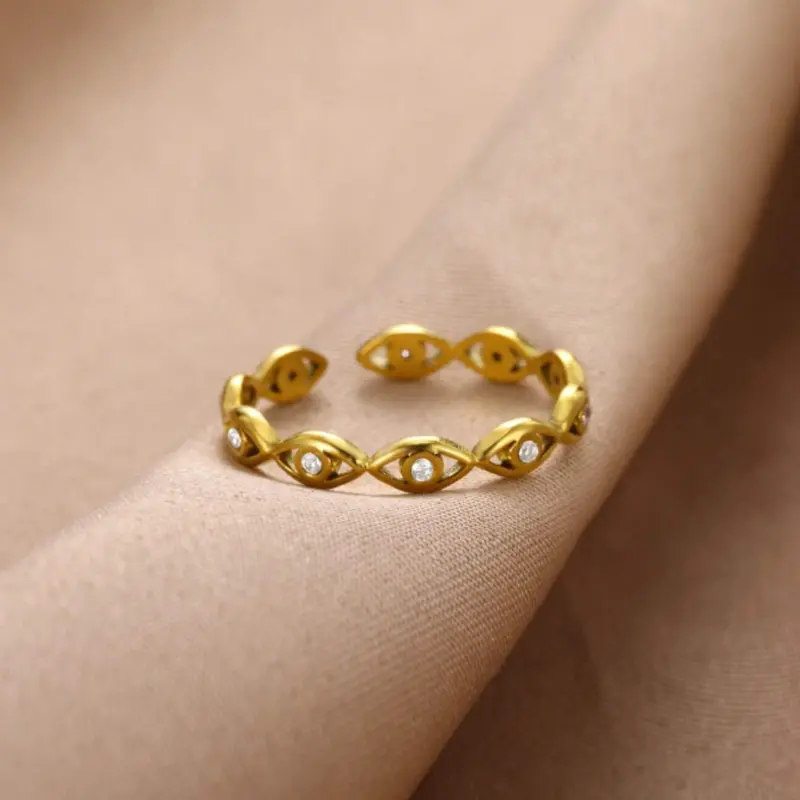 1pc Green Devil Eye Open Ring for Women, Adjustable Finger Ring, European and American Fashion Jewelry Accessories 2