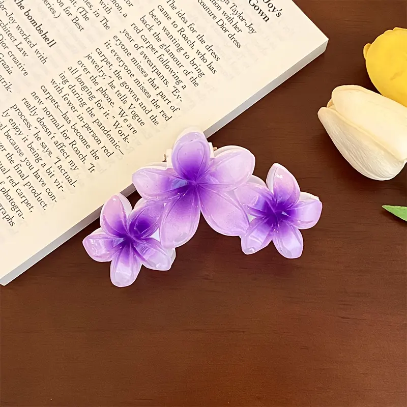(Giveaway) 1/6pcs, New Candy Color Three Flowers Hair Claw Clips for Women Sweet Large Gradient Shark Clip Hair Claw Crab Clip Hair Clip Hair Accessories, Choose The Perfect Gift for Female Friends 5