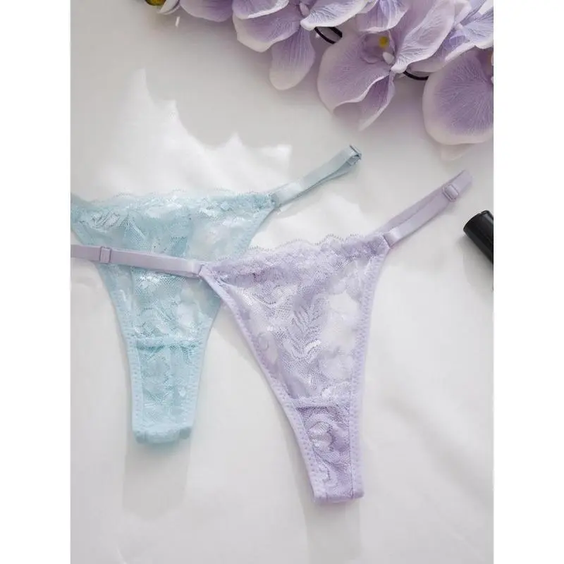 Women's Floral Lace Drop Waist Thong, Soft Comfy Breathable Adjustable Strap Panty for Daily Wear, Ladies Underwear for All Seasons， Naughty Lingerie Womenswear Comfort 8