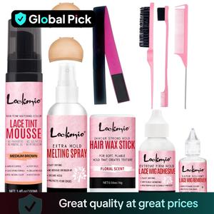 Hair Styling Tool Set, 11pcs/set Hair Wax Stick & Lace Wig Glue & Lace Wig Remover & Melting Spray & Lace Tint Mousse & Wig Cap & Hair Band & Brush & Comb, Lace Wig Adhesive