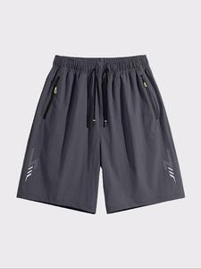 Men's Letter Print Zipper Pocket Shorts, Regular Fit Casual Sporty Breathable Comfortable Shorts for Outdoor Activities, Men's Bottoms for Summer