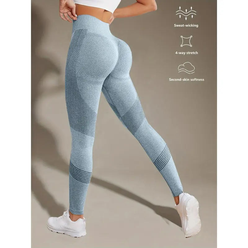High Stretch Comfortable Quick Drying Sports Leggings, High Waist Seamless Yoga Pants, Women's Activewear 1