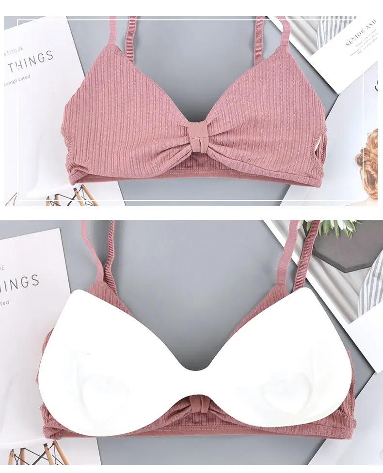 Product Introduction of Bow Back Strap with Thread Heart Knot Hot Selling Women's French Triangle Cup Thin Style No Steel Ring Gathering Wrapping Chest 11