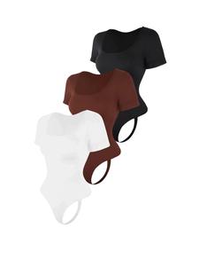 Women's Solid Color Square Neck Shapewear Bodysuit, Casual Tummy Control Butt Lifting Shaper, Ladies Shapewear for All Seasons