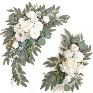 Artificial Mixed Flower Arch Kit, 2 Counts/set Romantic Elegant Fake Flowers Arch Kit, Decorative Flower Arrangements for Wedding Ceremony & Reception, Fake Indoor Plants, Realistic Faux Flowers, Lifelike Fake Plant
