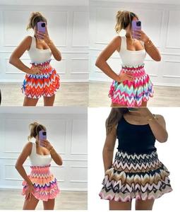 Findfashion Women's Casual Wear Tired Ruffle Fashionable Elasticated Waistband Mini RA-Ra Skirt For Ladies One Size Fits UK 8-12
