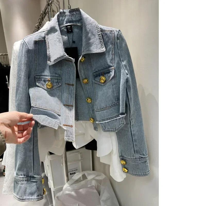 Product Introduction of 2025 New Fashion Spring Women's Denim Jacket Slim Fit Single Breasted Long Sleeve Short Coat Denim Jacket Women's Coat Outerwear  Tops Comfort Fitted 5