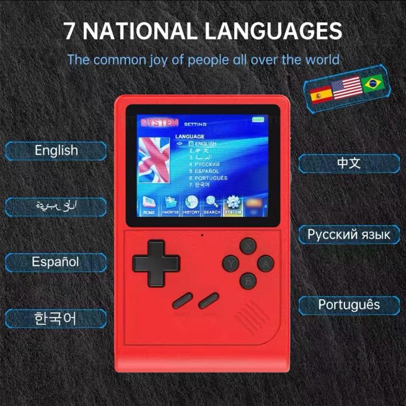 GB300 Portable Handheld Game Player 3.0 inch Screen TV Video Game Console AV Output Retro Game Console Built-in 8G 6000+ Games gaming Protection Black 1